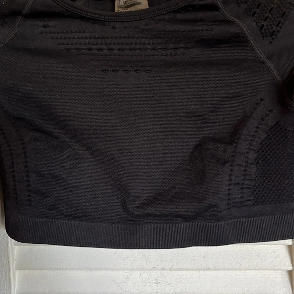 Gymshark Flawless Knit Long Sleeve Crop Top Black Sz S - Picture 4 of 11
